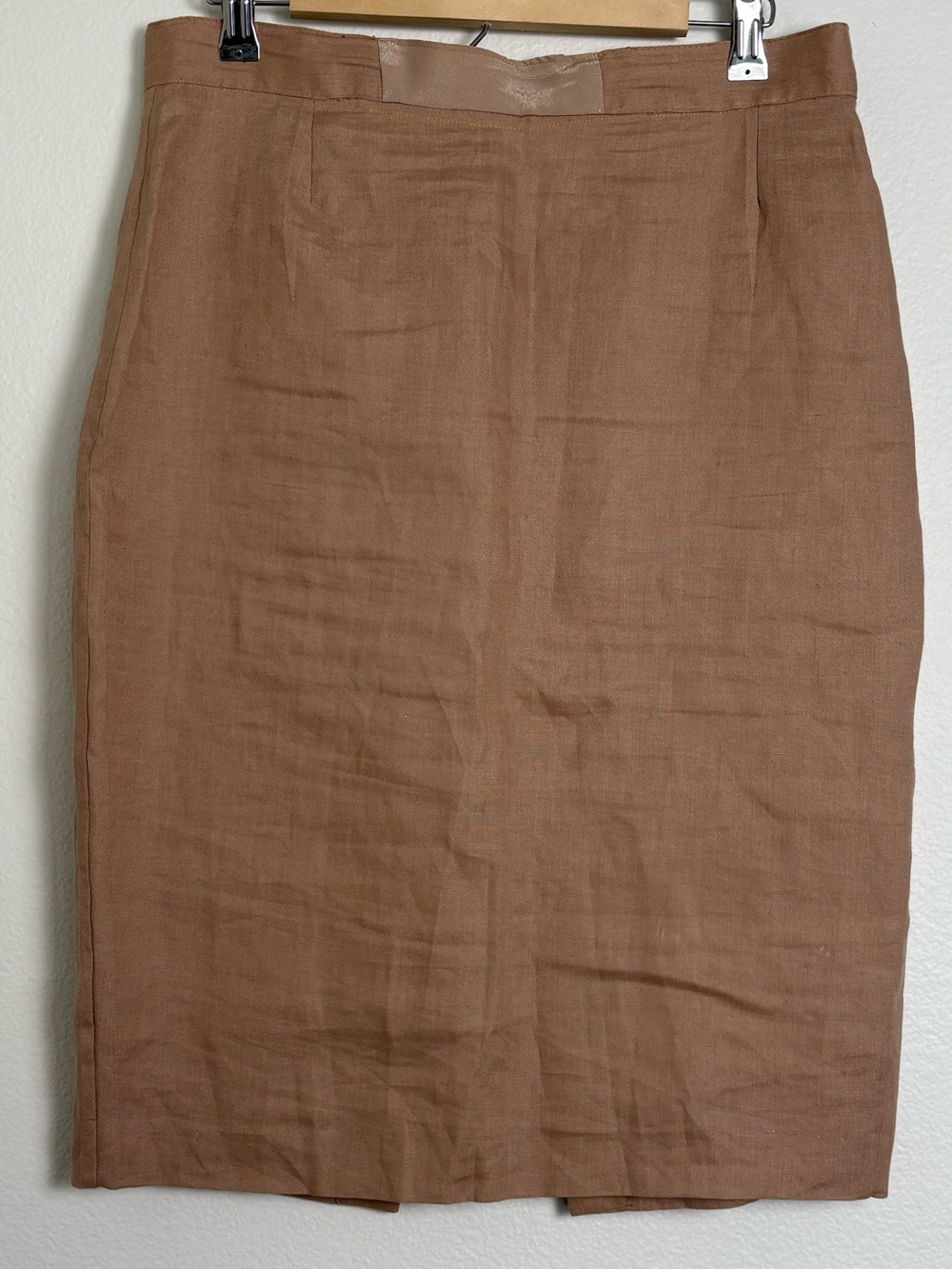 Loretta Di Lorenzo Brown Women's Linen Pencil Skirt Size 44 Made In Italy